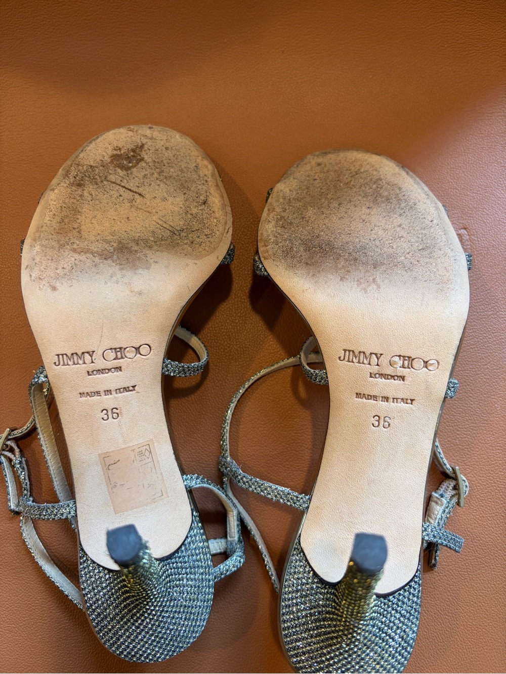 Jimmy Choo Silver Metallic Strappy Heeled Sandals - Picture 12 of 13